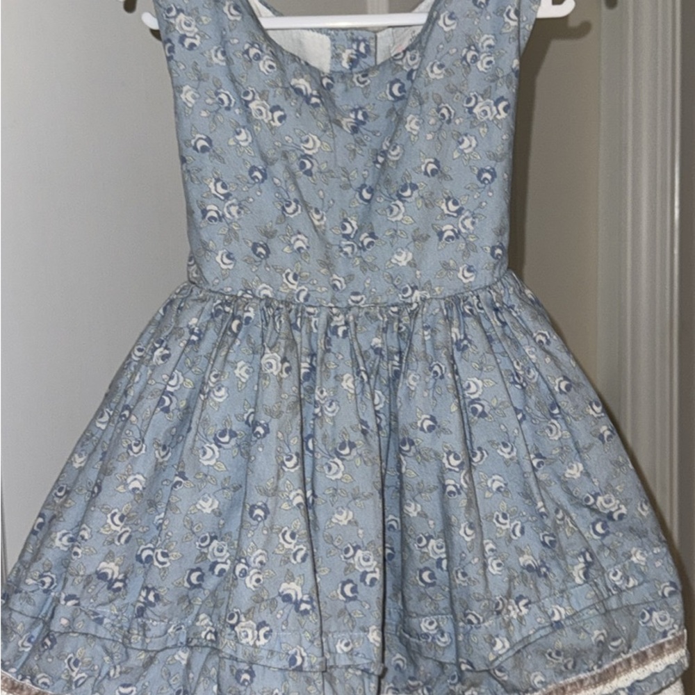 SweetHoney Blue Floral Sleeveless Casual Dress for Girls